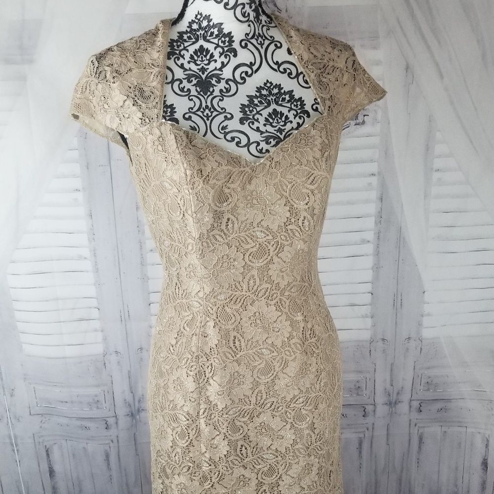 Jade Couture Evening lace bling dress‎ sz 4 small
